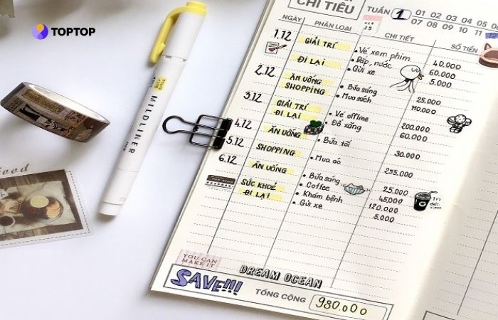 Chi chép lại toàn bộ chi tiêu trong tháng giúp bạn biết rõ tiền đang chi tiêu lố ở khoản nào