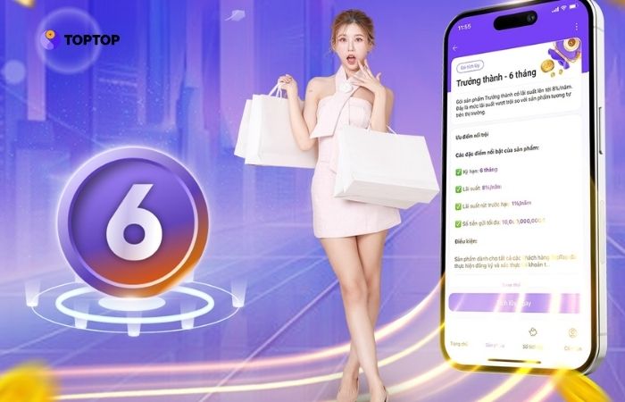 Gói sinh lời 8%/năm của Hũ Tiết Kiệm Số TopTop phù hợp với người muốn tối ưu khoản tiền nhàn rỗi