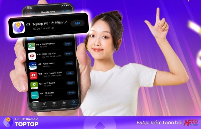 TopTop nhanh chóng ghi danh trong TOP 100 ứng dụng tài chính trong thời gian ngắn