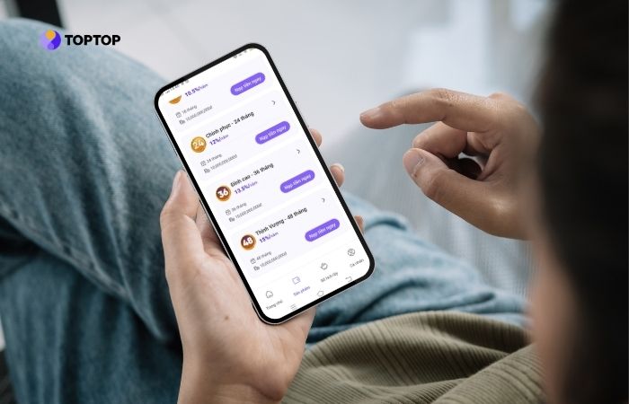 Giao diện gói lợi nhuận TOPTOP 48 tháng hiển thị rõ ràng trên ứng dụng